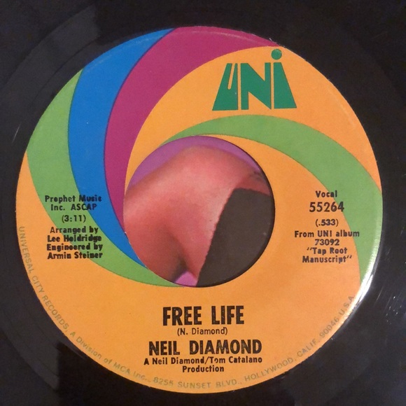 Neil Diamond Free Life Vinyl 45 Record '70 - Picture 3 of 4